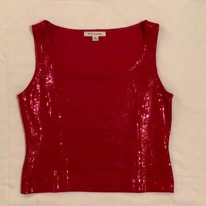 St John red paillette knit tank size 4
